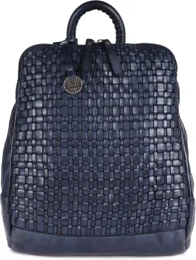 12.5 Inch Genuine Leather Backpack for Women and Men, Navy Leather Backpack with Adjustable Shoulder Strap