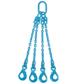 1/2" x 8' - Pewag 4 Leg Chain Sling w/ Self-Locking Hooks - Grade 120