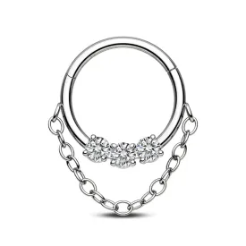 16G Clear CZ Chain Dangle Septum Ring
