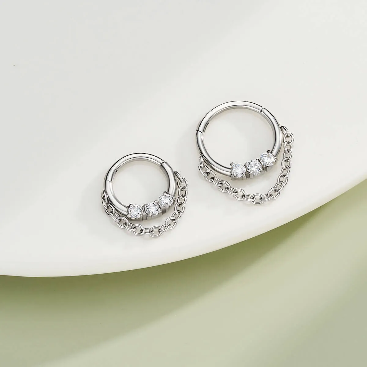 16G Clear CZ Chain Dangle Septum Ring