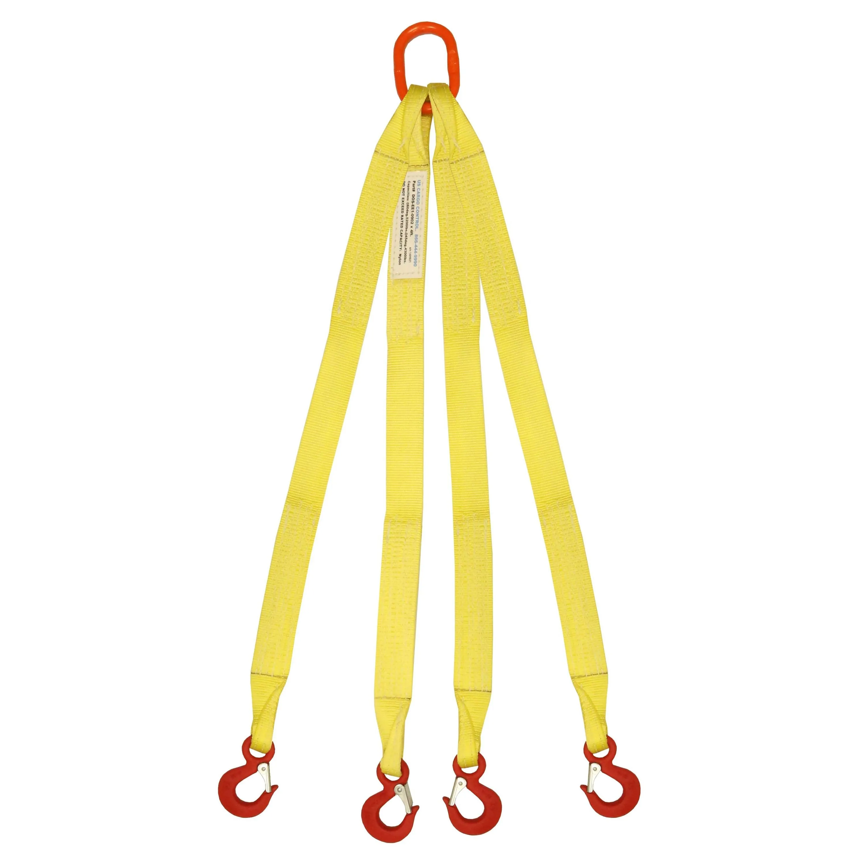 1"x5' (2 ply) Quad Leg Nylon Sling w/ Master Link & Sling Hook