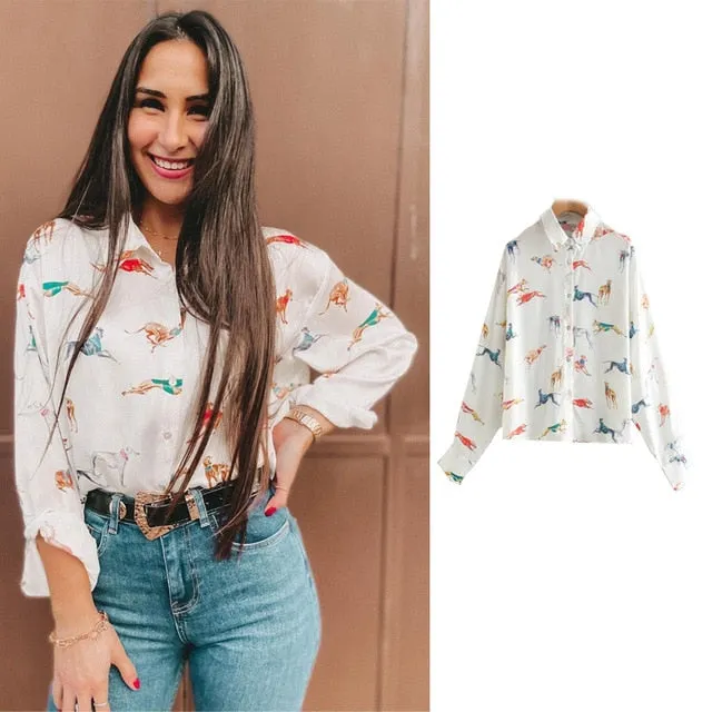 2021 Women's Long Sleeve Zebra Print Shirt Sizes XS - L