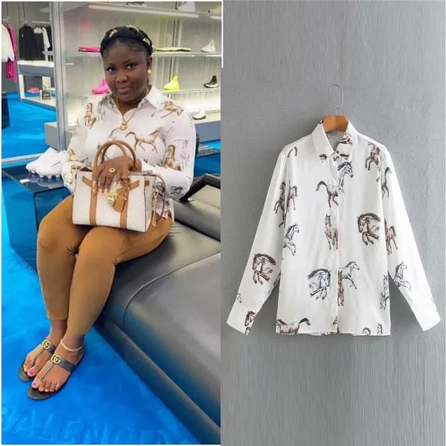 2021 Women's Long Sleeve Zebra Print Shirt Sizes XS - L