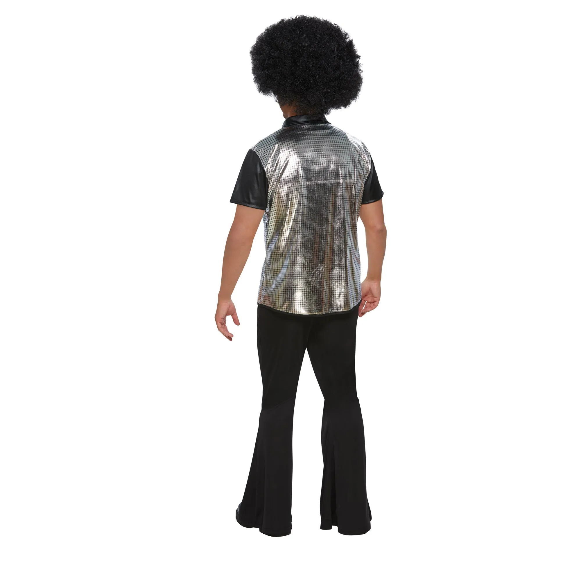 70s Disco Shirt for Adults, Silver and Black Shirt