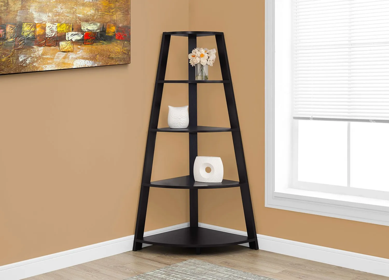 Ana Corner Bookcase - Cappuccino