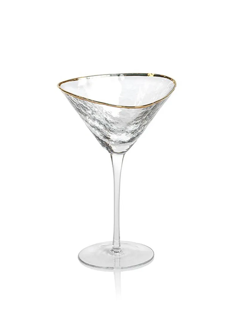 Aperitivo Triangular Martini Glass with Gold Rim