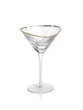 Aperitivo Triangular Martini Glass with Gold Rim