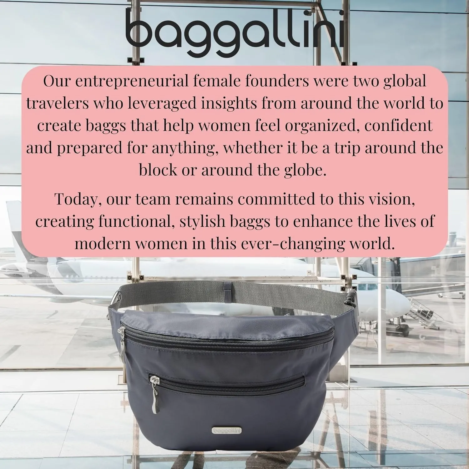 Baggallini Essential Belt Bag-9x6 Crossbody Fanny Waist Pack W/RFID & Adjustable Strap