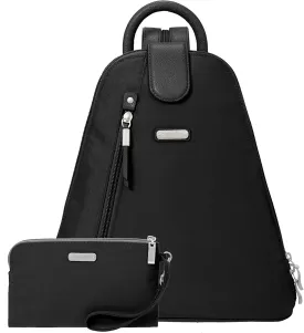 Baggallini Metro Backpack with RFID Phone Wristlet - 9x11 Convertible Sling Bag for Women with Adjustable Shoulder Straps