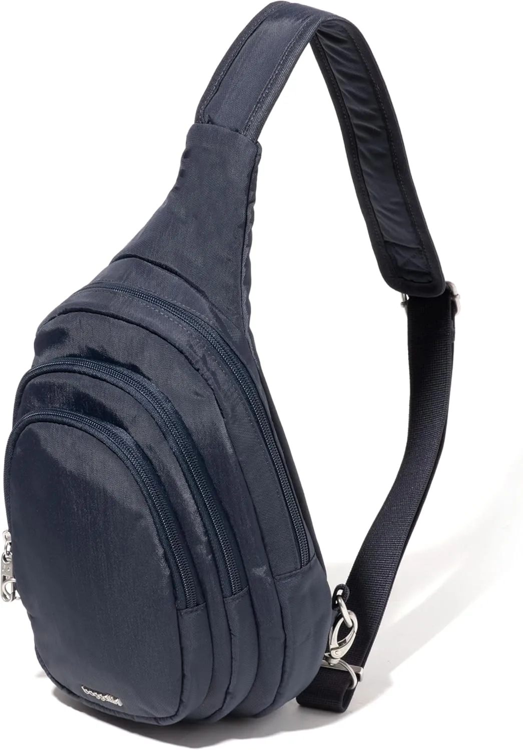 Baggallini Securtex Anti-Theft Triple Zip Sling - Travel Backpack Sling Bag Crossbody - RFID Wallet Locking Zipper