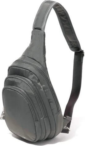 Baggallini Securtex Anti-Theft Triple Zip Sling - Travel Backpack Sling Bag Crossbody - RFID Wallet Locking Zipper