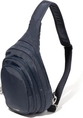 Baggallini Securtex Anti-Theft Triple Zip Sling - Travel Backpack Sling Bag Crossbody - RFID Wallet Locking Zipper