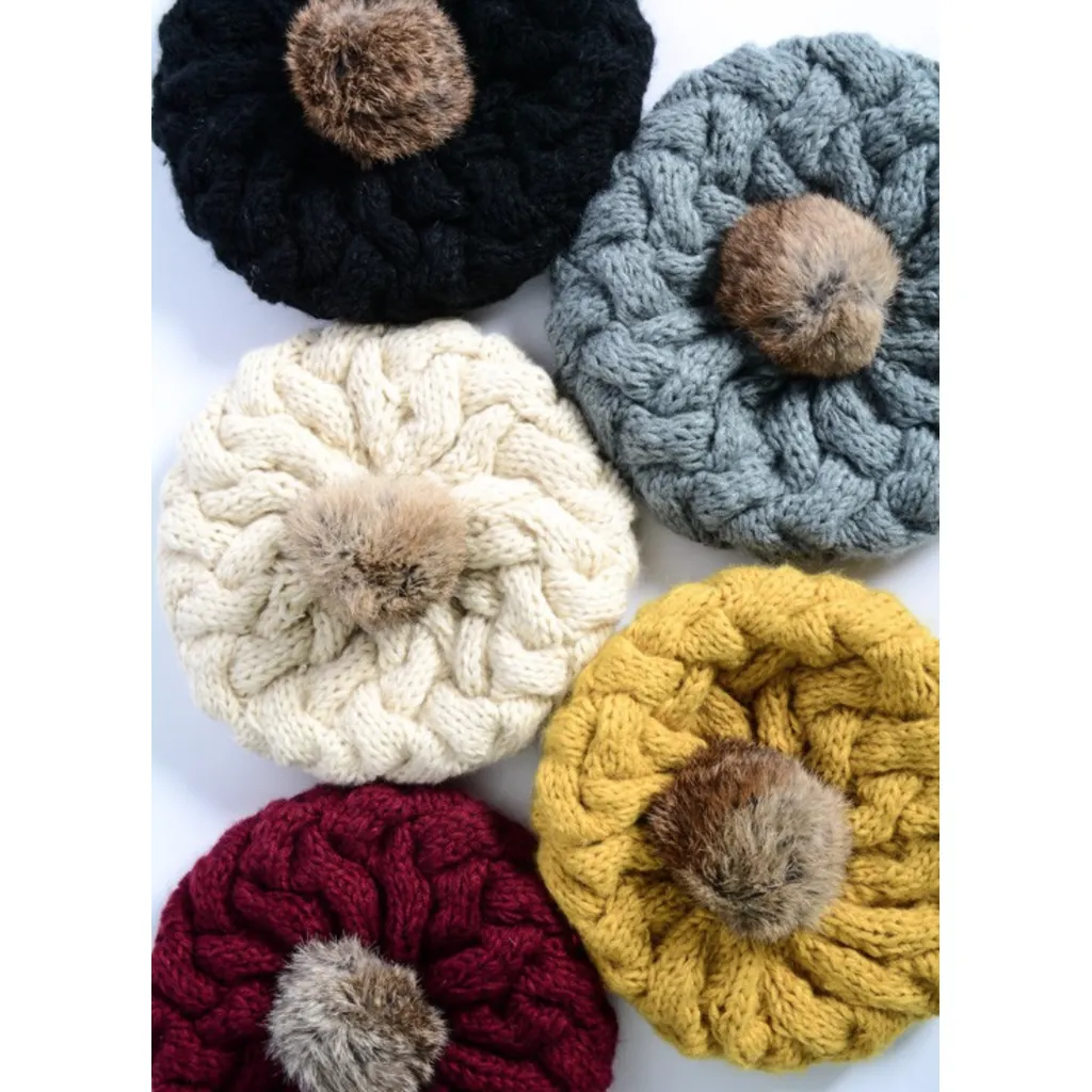 Beautifully Knit Gray Beret