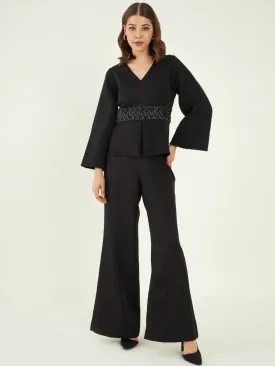 Black Fine Crepe Co-ord Set