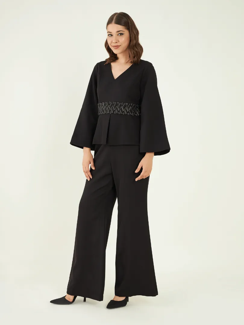 Black Fine Crepe Co-ord Set