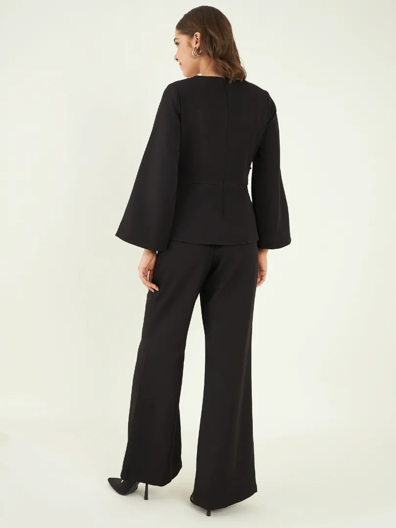 Black Fine Crepe Co-ord Set