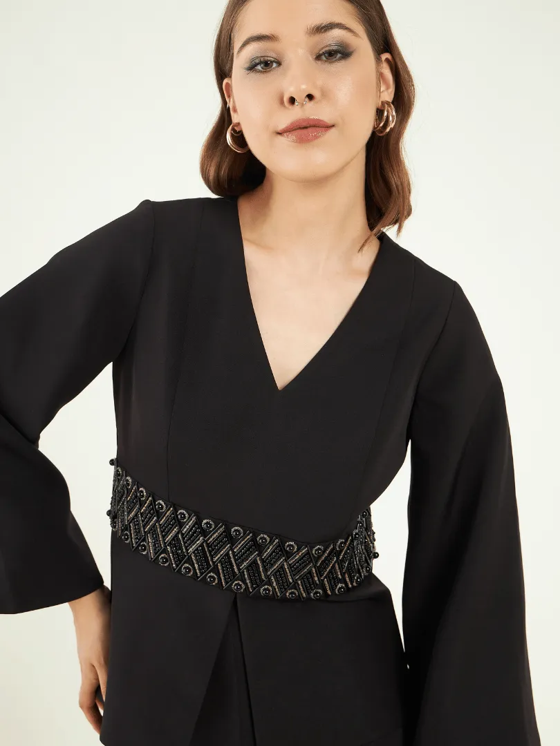 Black Fine Crepe Co-ord Set
