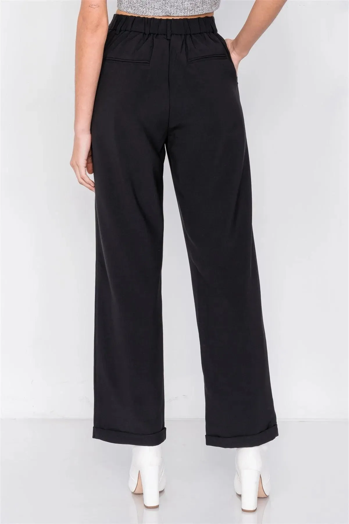 Black Fitted Blazer Office Chic High-Waist Ankle Pant Set /3-2-1