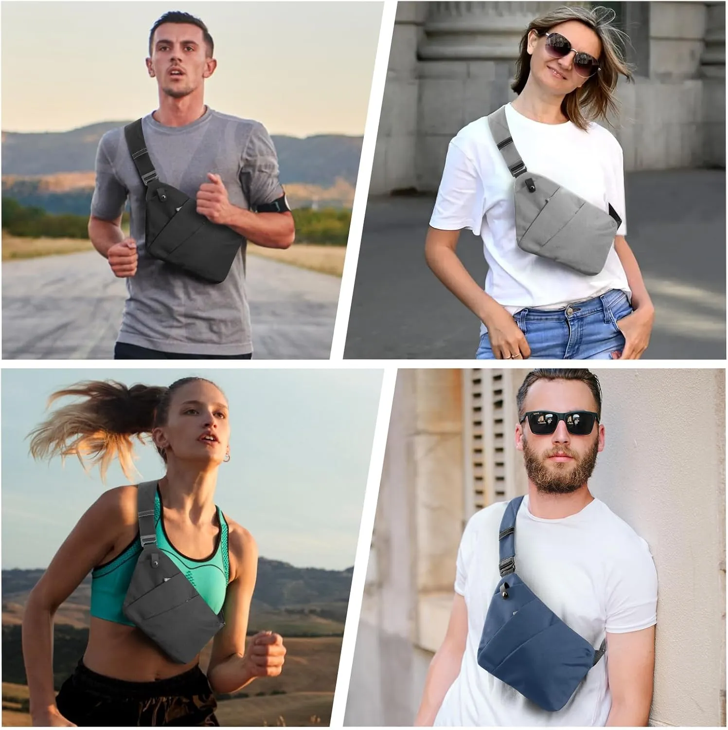 BROADREAM Anti Theft Crossbody Bag for Men Women - Slim Sling Bag Crossbody Shoulder Bag for Travel Hiking Sport Casual