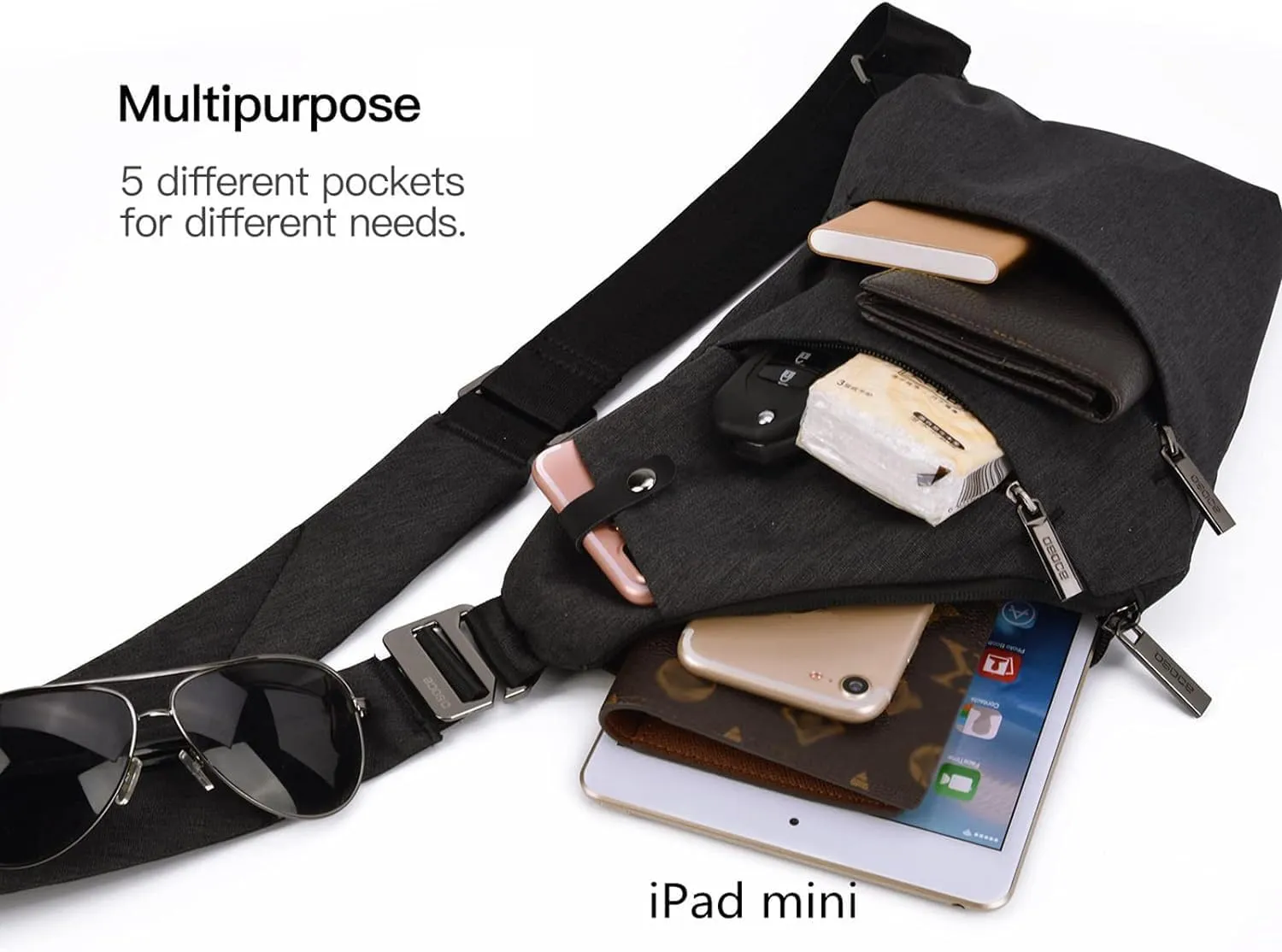 BROADREAM Anti Theft Crossbody Bag for Men Women - Slim Sling Bag Crossbody Shoulder Bag for Travel Hiking Sport Casual