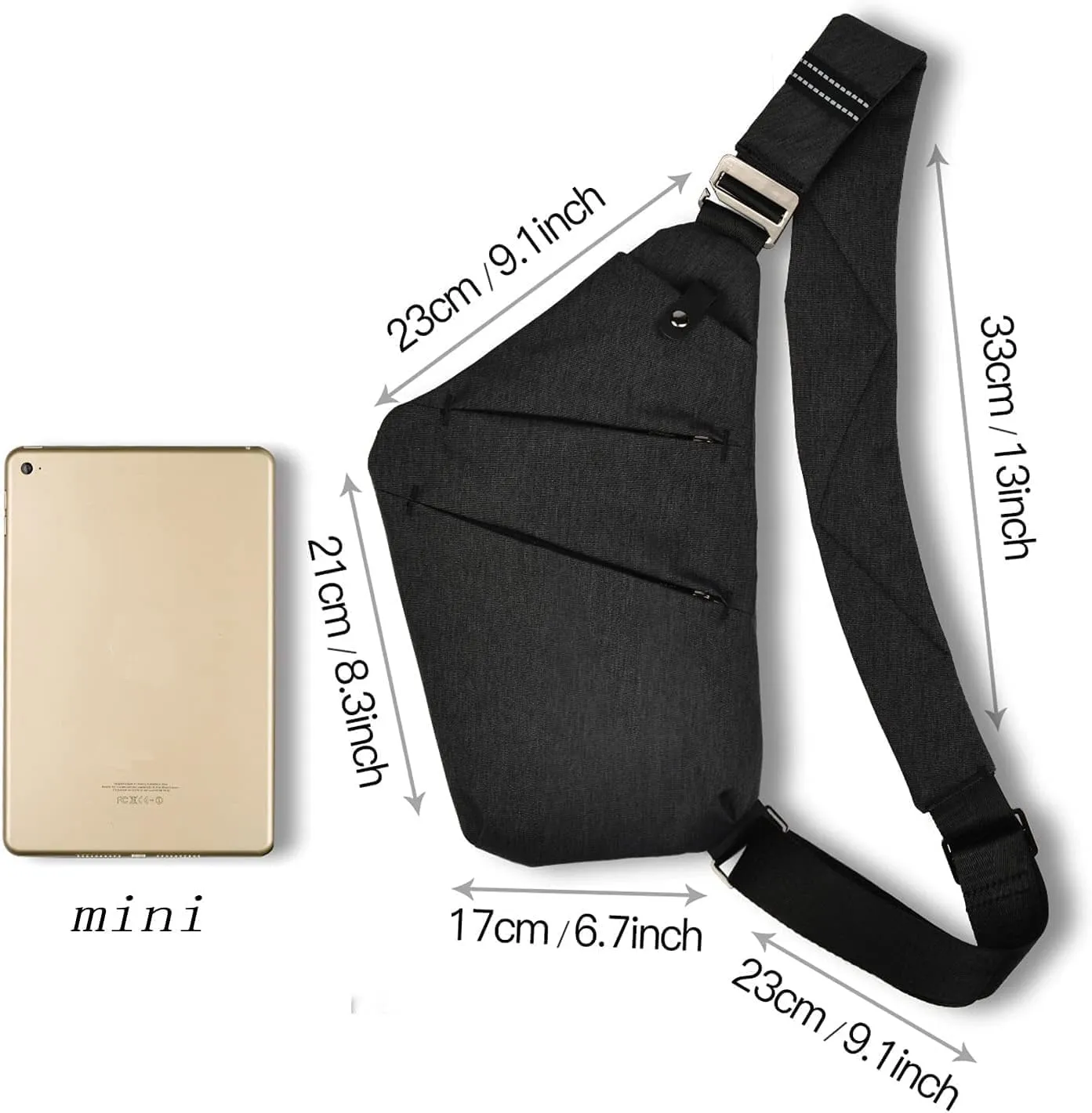 BROADREAM Anti Theft Crossbody Bag for Men Women - Slim Sling Bag Crossbody Shoulder Bag for Travel Hiking Sport Casual
