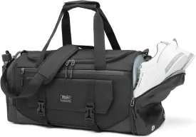 BSHG Sports Bag For Men & Women With Shoes Compartment And Wet Pocket, Sports Duffle Bag, Workout Bags For Gym Swimming Yoga,Waterproof Weekend Overnight Carry On Bag B-GA-001-Black