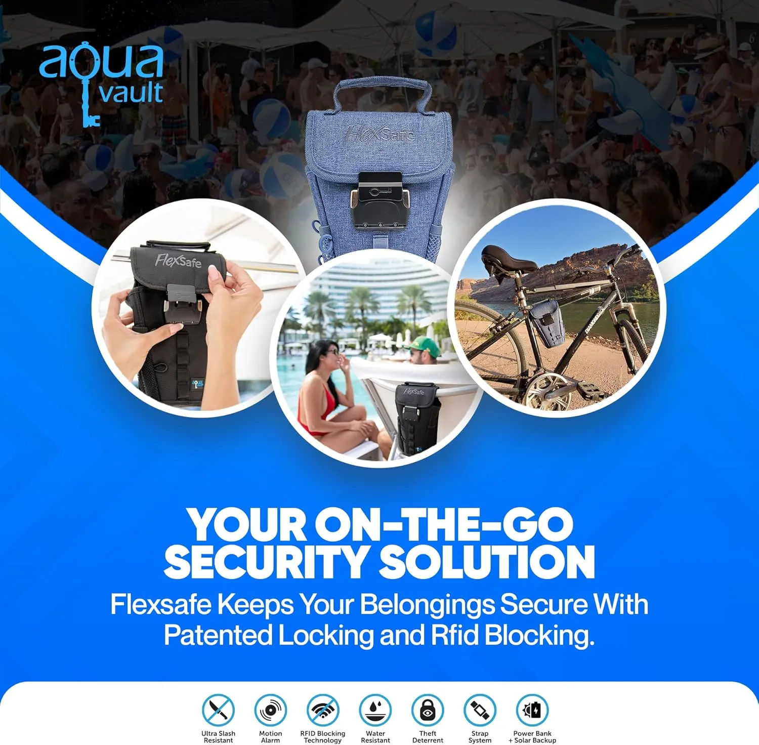 by AquaVault (on Shark Tank): Anti-Theft Portable Beach Chair Vault and Travel Safe. Packable, Lightweight & Slash Resistant. Use at the Beach, Pool, Waterpark, Cruise Ship, & More