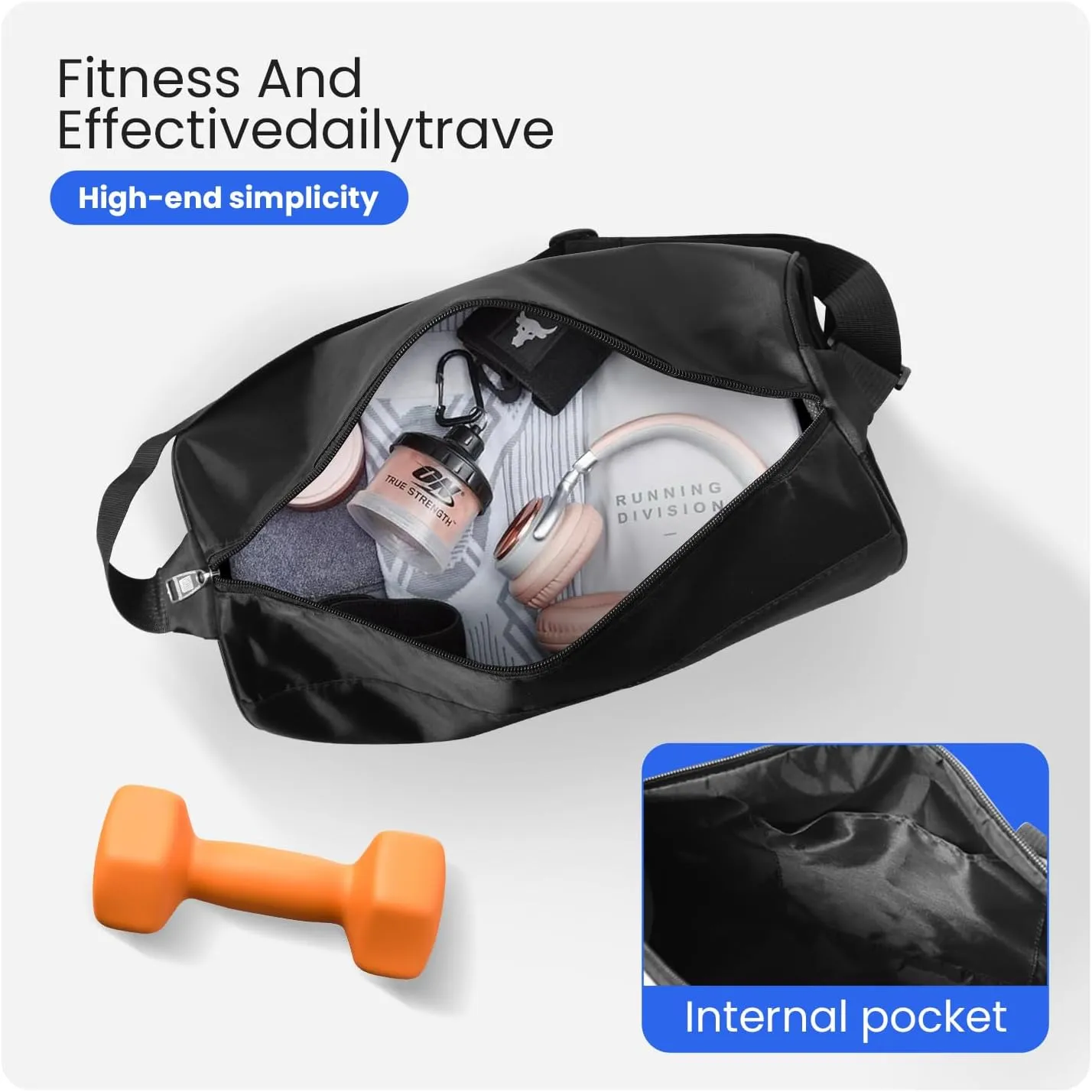 C&F BOGMOST Small Gym Bag for Women & Men,Small Lightweight Duffel Bag Carry On Bags Mini Duffel Travel Bag Waterproof Sports Bags for Workout/Sport/Travel, Black