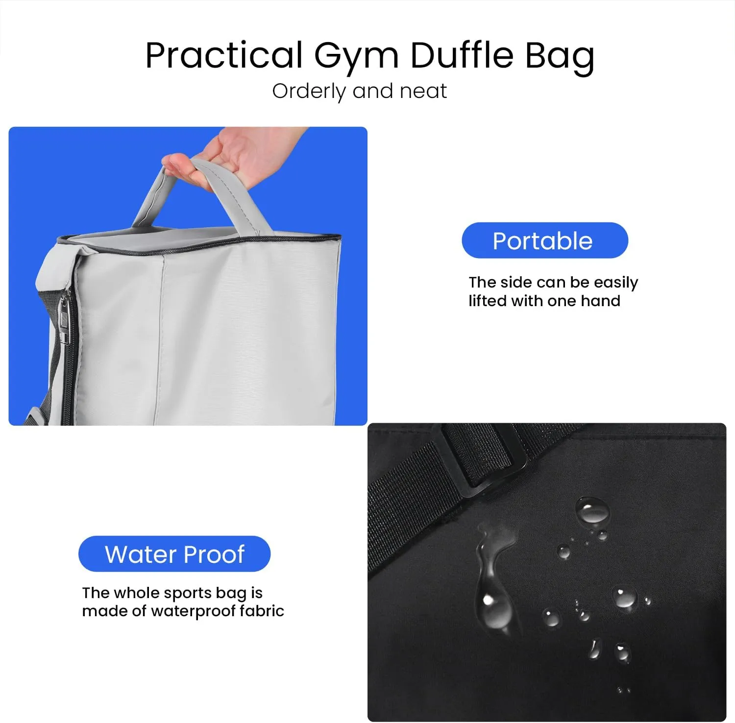 C&F BOGMOST Small Gym Bag for Women & Men,Small Lightweight Duffel Bag Carry On Bags Mini Duffel Travel Bag Waterproof Sports Bags for Workout/Sport/Travel, Black