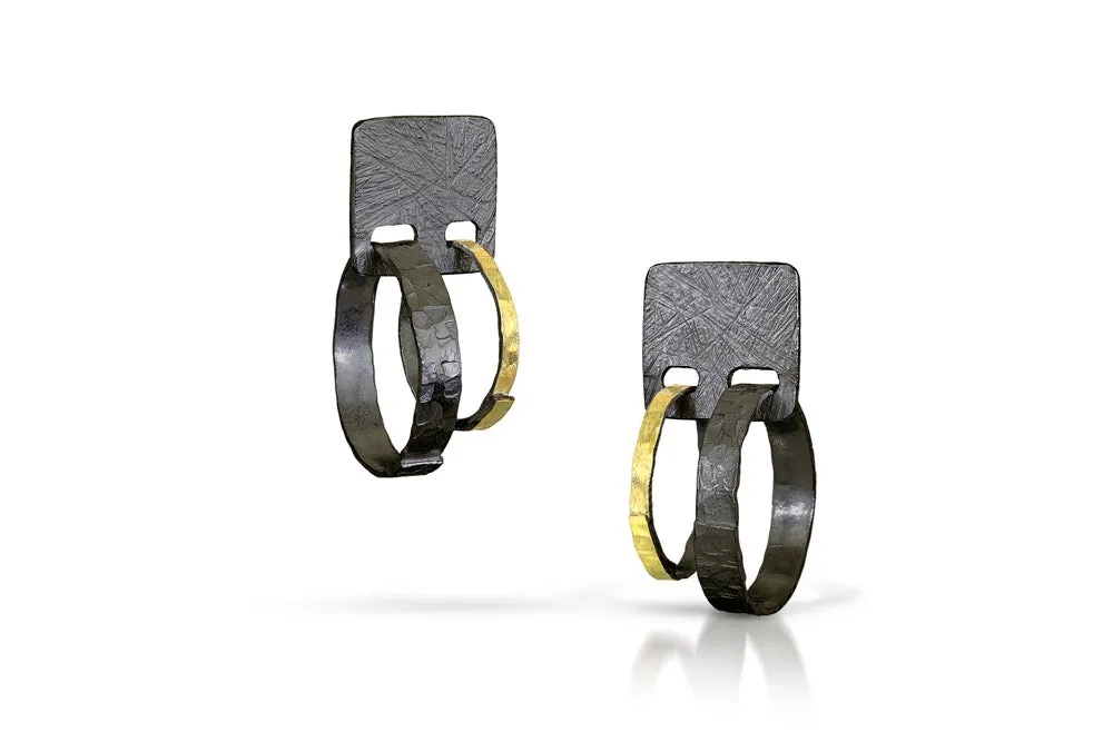 Carved Double Hoop Earrings - small