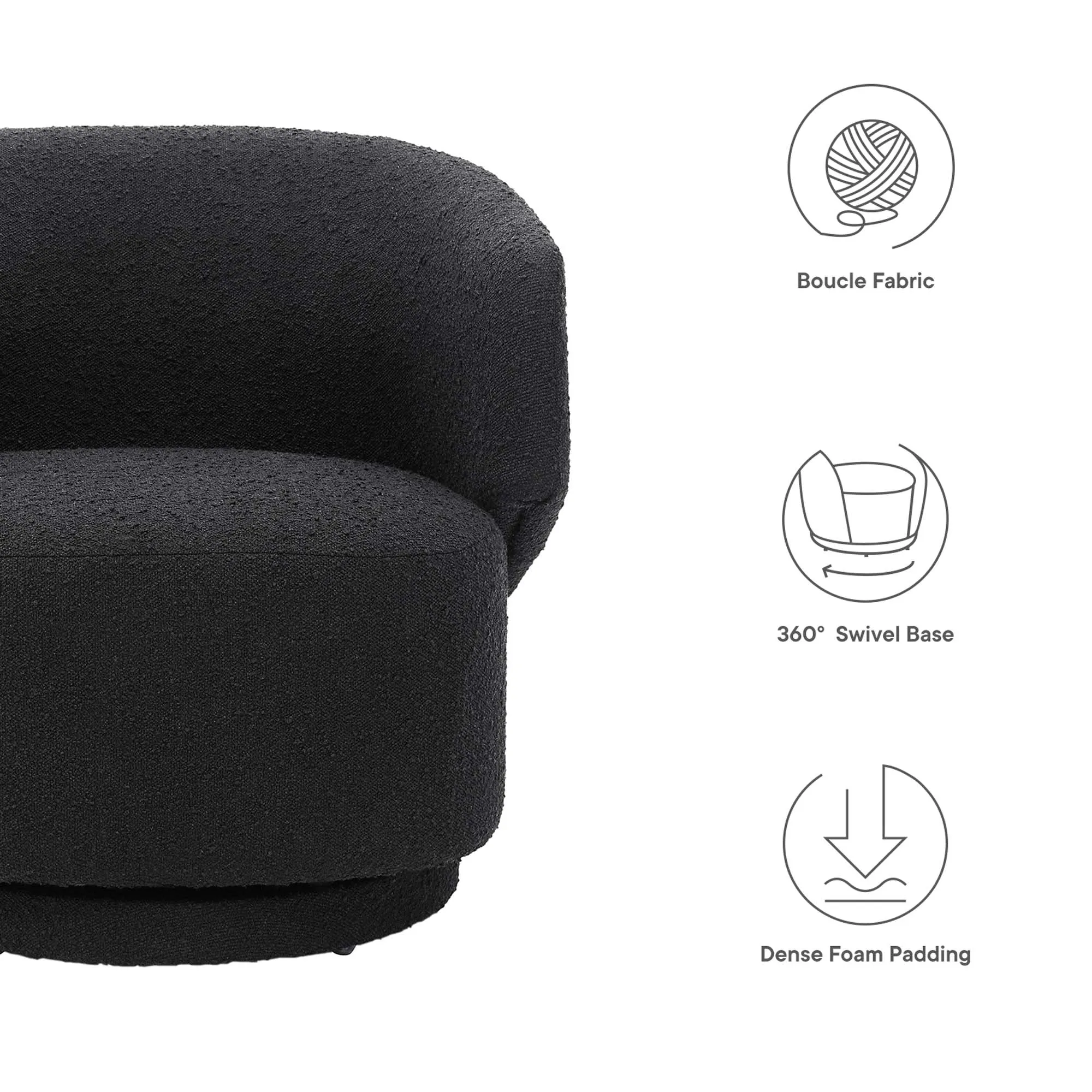 Celestia Boucle Fabric Fabric and Wood Swivel Chair by Modway
