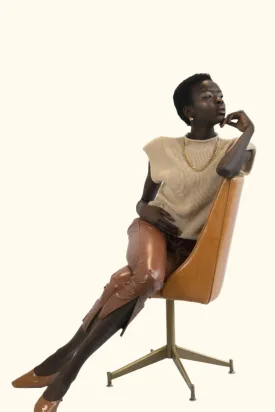 Chic Vegan Leather Front Slit Leg Pants