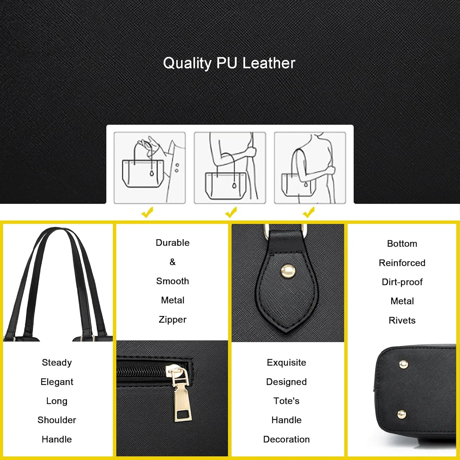 CHICAROUSAL Tote Bag for Women Large Handbags and Purses for Women PU Leather Womens Shoulder Bags