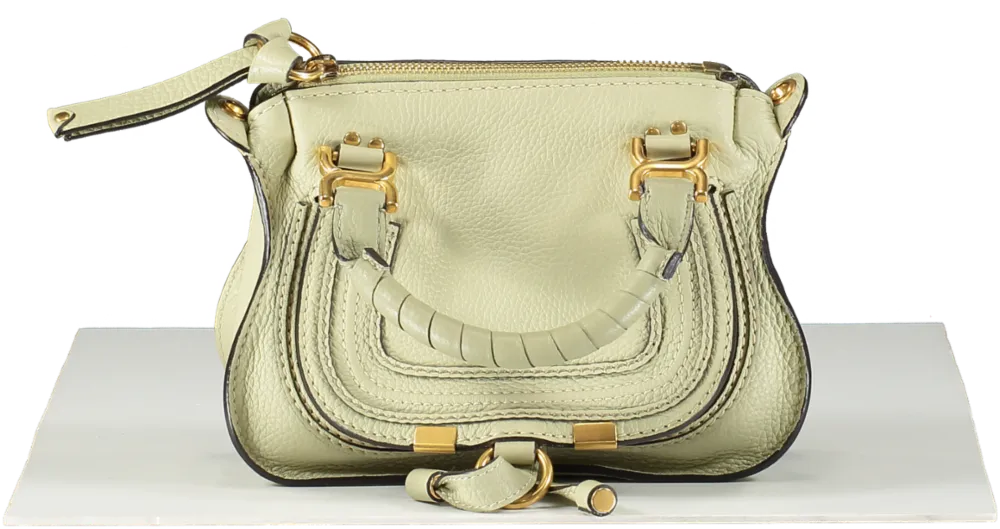 Chloé Sage Green grained leather Mini Marcie Double Carry Bag