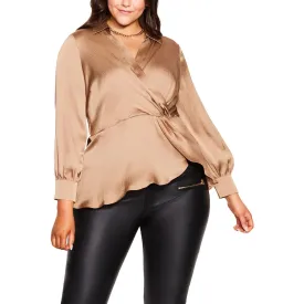 City Chic Womens Office Casual Wrap Top
