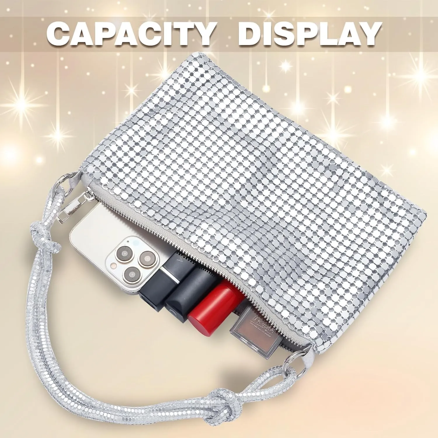 Clutch Purse for Women,Sparkly Rhinestone Evening Bag Wedding & Party Accessories,Handbag Fits Phone,Wallet & Lipstick