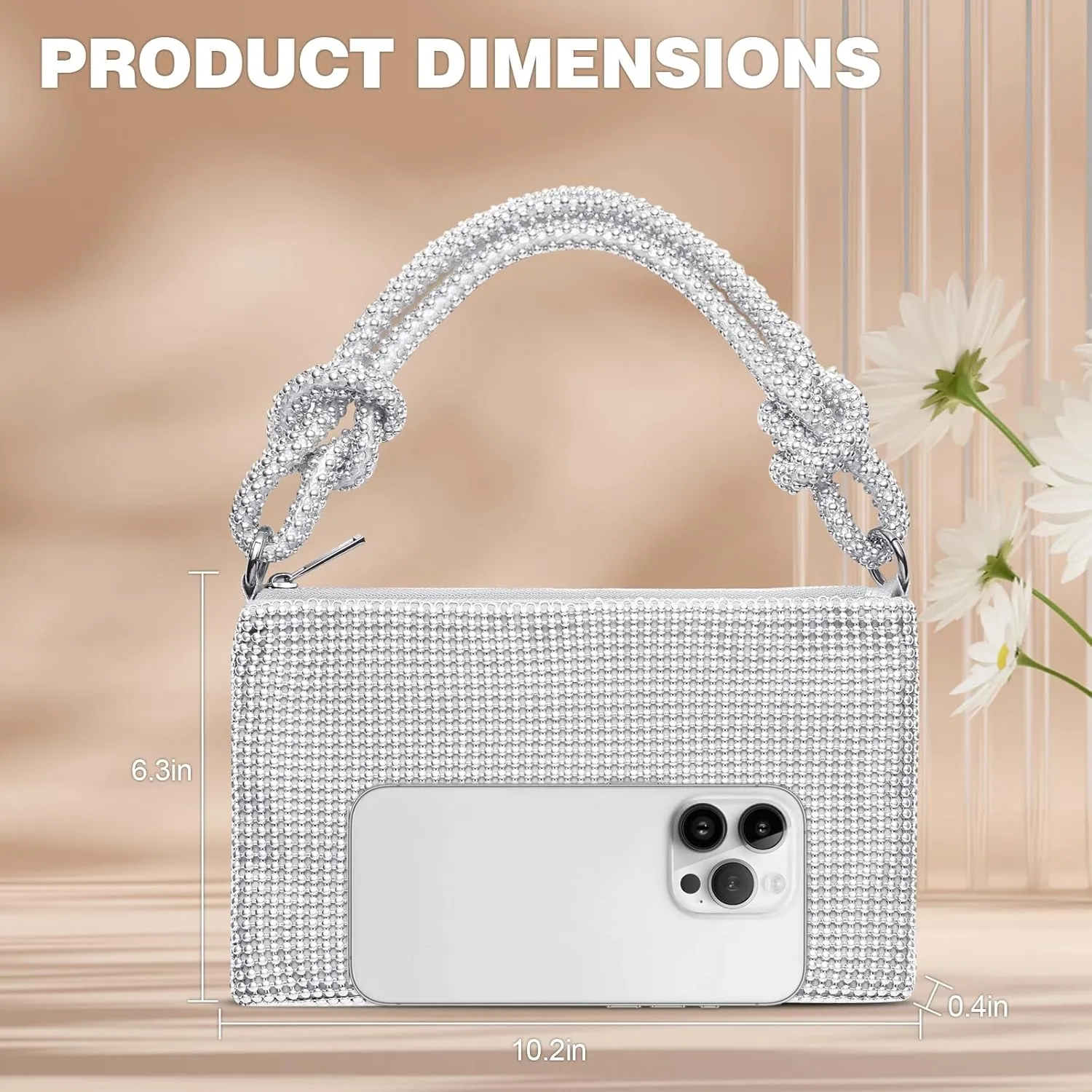 Clutch Purse for Women,Sparkly Rhinestone Evening Bag Wedding & Party Accessories,Handbag Fits Phone,Wallet & Lipstick