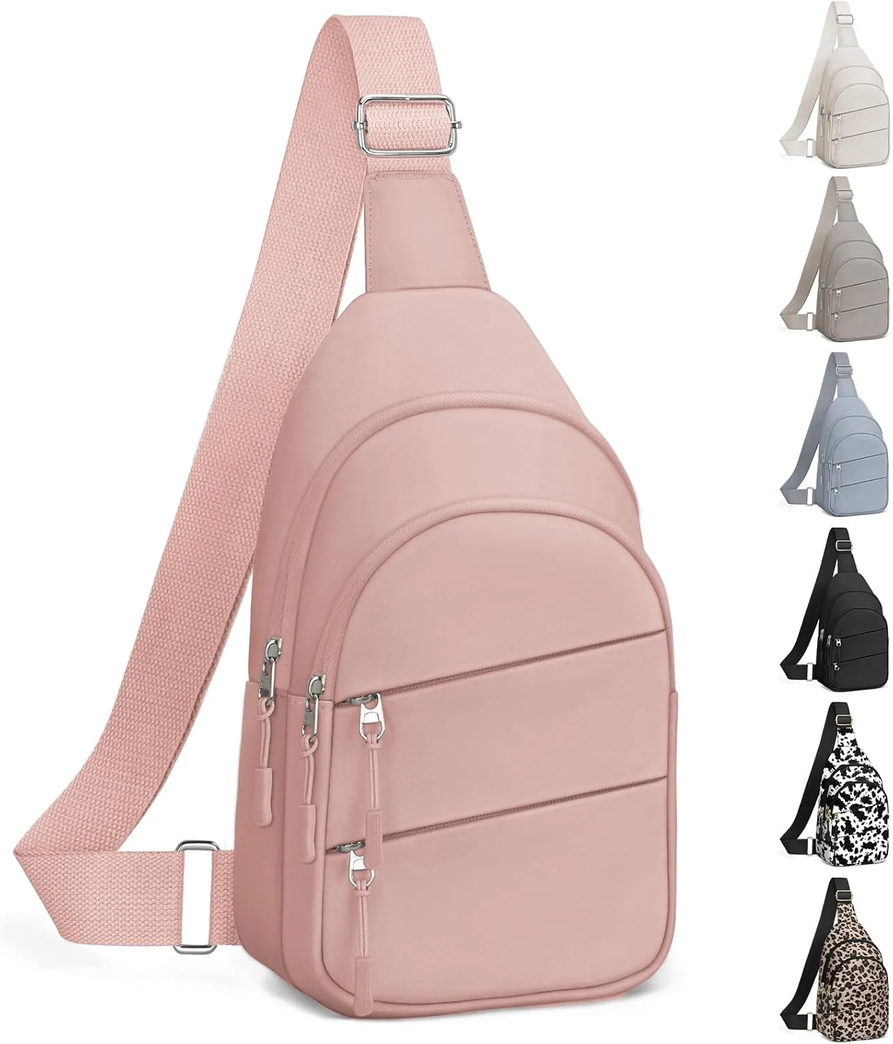 Crossbody Bags for Women, Sling Bag for Men, Small Hiking Backpack Anti Theft Lightweight for Outdoors Travel (M, Pink)