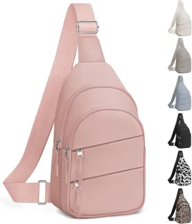 Crossbody Bags for Women, Sling Bag for Men, Small Hiking Backpack Anti Theft Lightweight for Outdoors Travel (M, Pink)