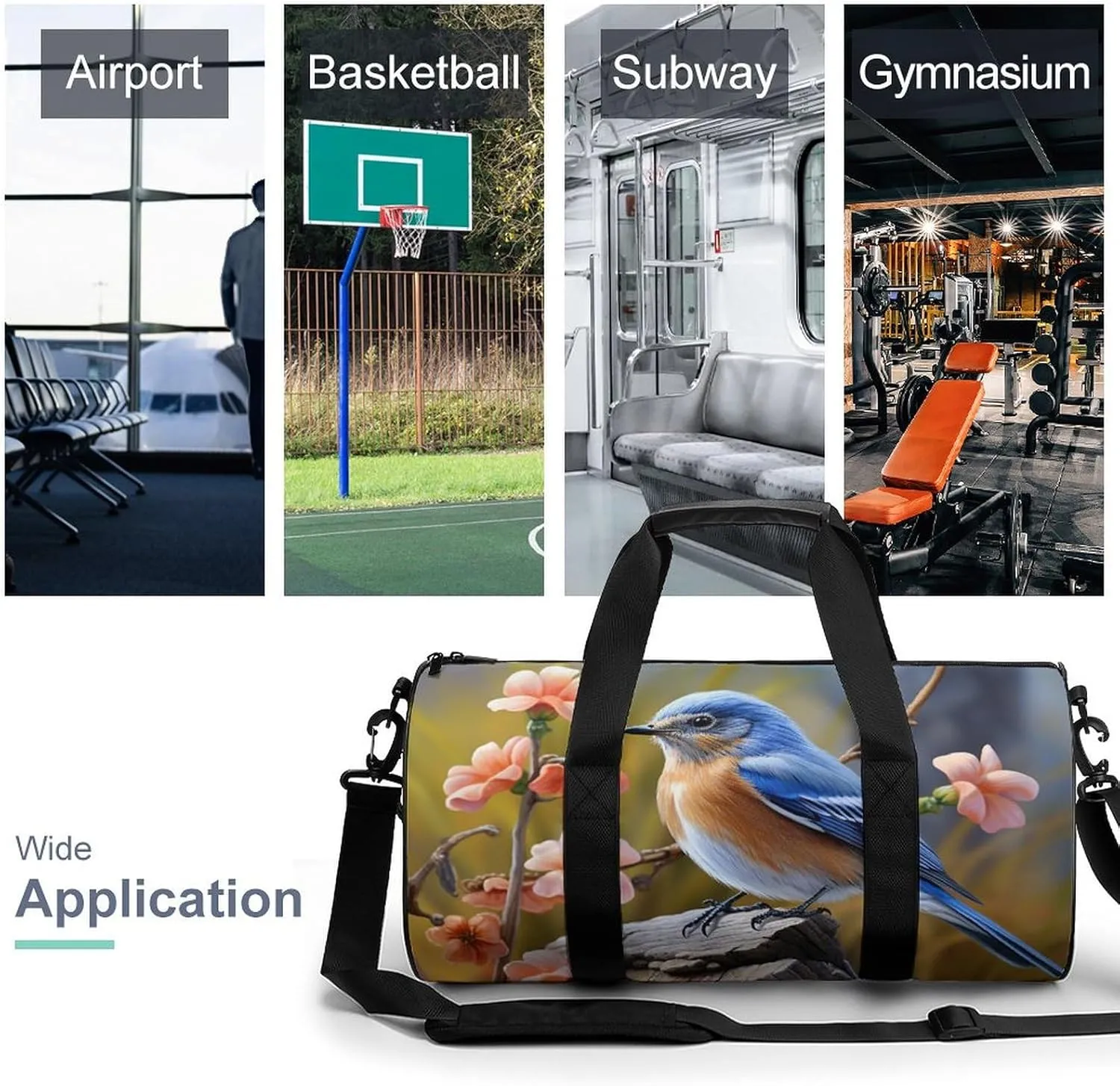 Eastern Bluebird Gym Bag Small Travel Duffle Bag with Compartment Carry On Weekender Bag for Women Men