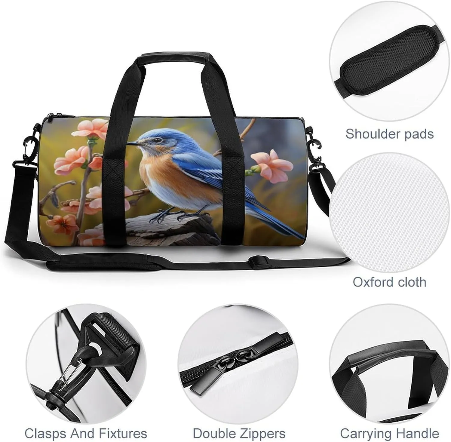 Eastern Bluebird Gym Bag Small Travel Duffle Bag with Compartment Carry On Weekender Bag for Women Men