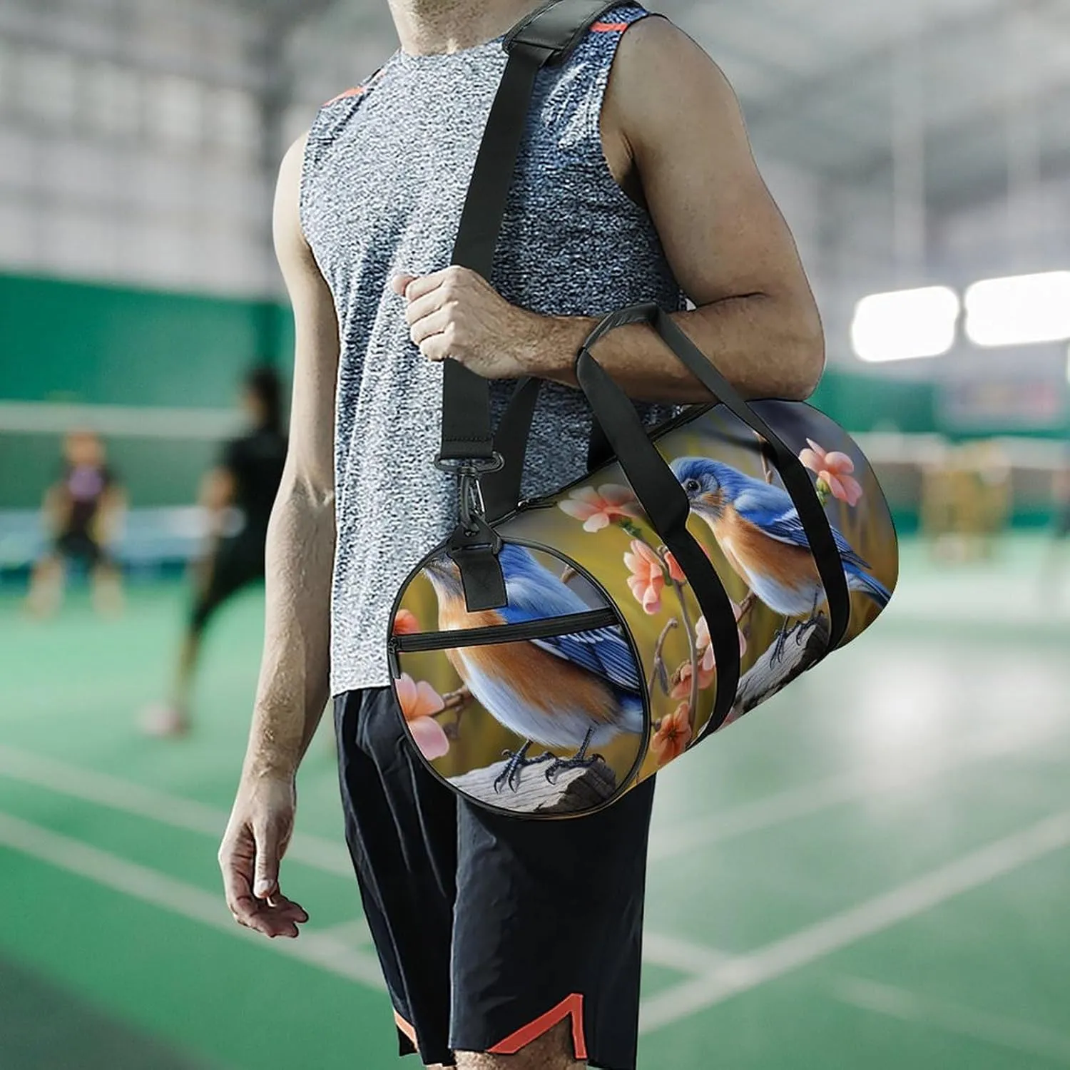 Eastern Bluebird Gym Bag Small Travel Duffle Bag with Compartment Carry On Weekender Bag for Women Men