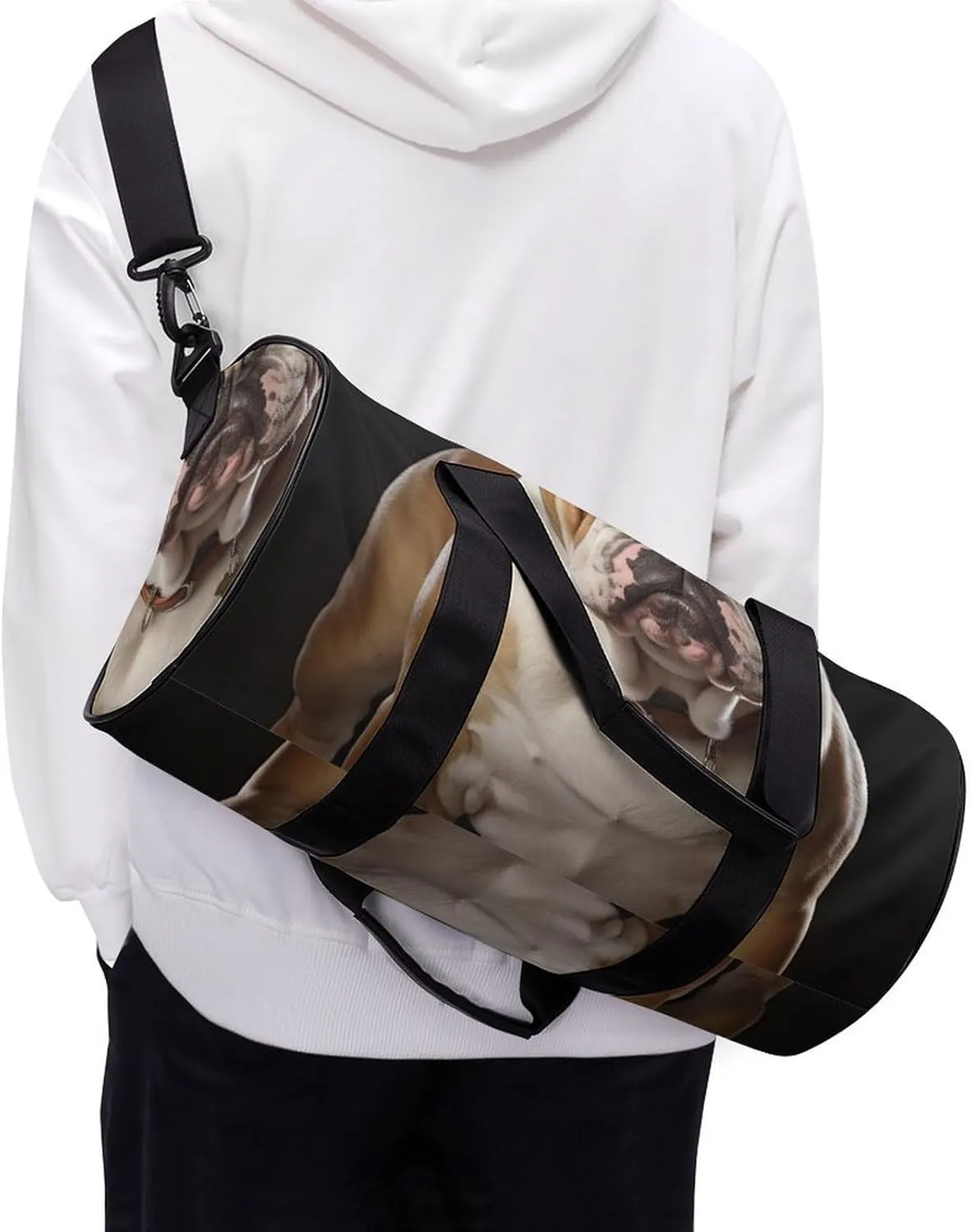 English Bulldog Gym Bag Small Travel Duffle Bag with Compartment Carry On Weekender Bag for Women Men