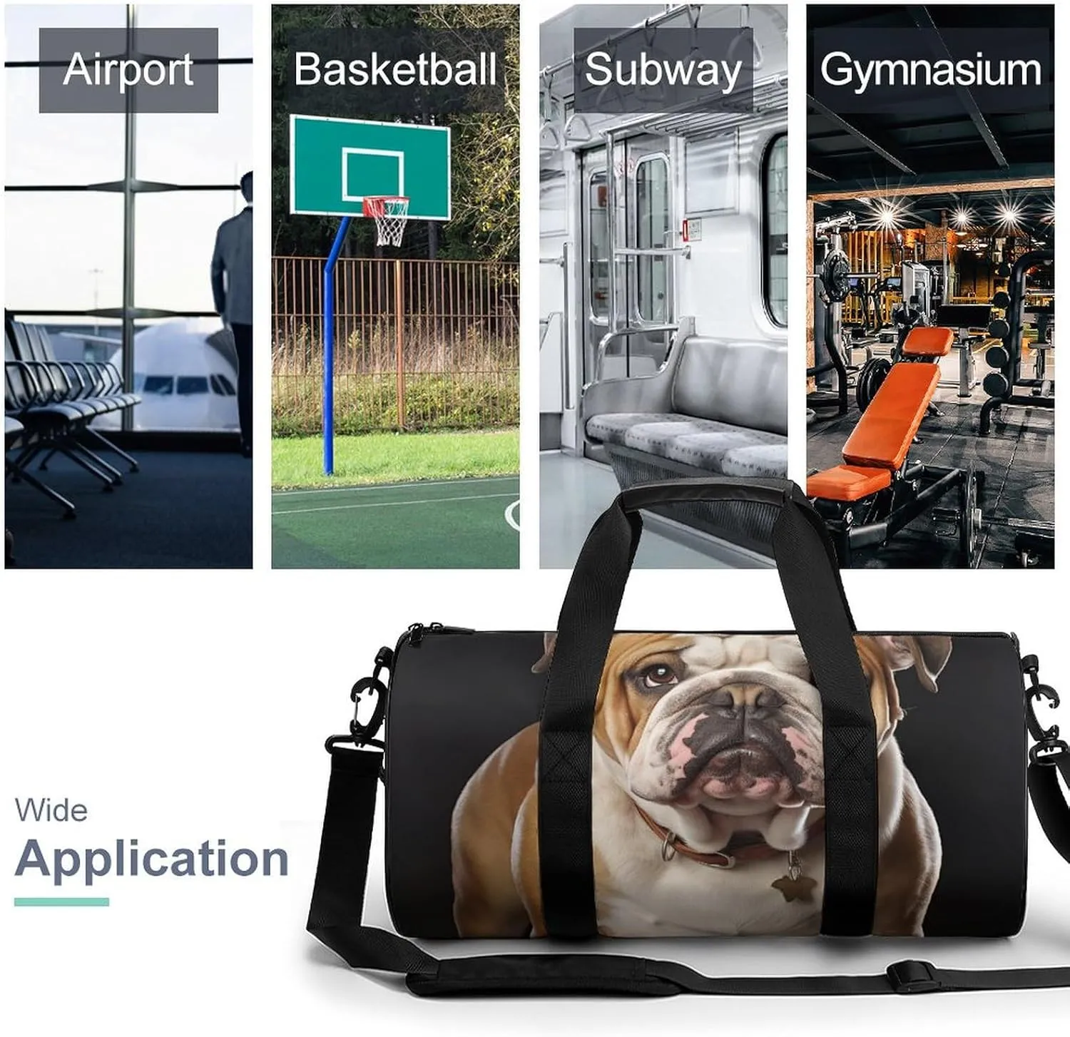 English Bulldog Gym Bag Small Travel Duffle Bag with Compartment Carry On Weekender Bag for Women Men