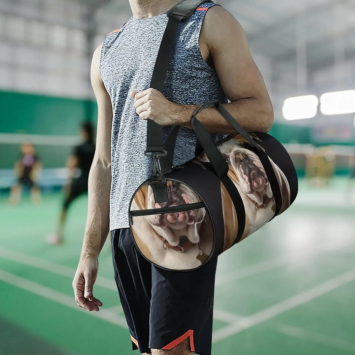 English Bulldog Gym Bag Small Travel Duffle Bag with Compartment Carry On Weekender Bag for Women Men