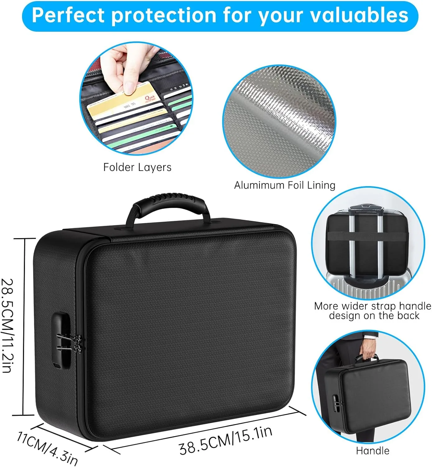 ENGPOW 5200F Fireproof Document Bag with Lock,Upgraded Heat Insulated FireproofWaterproof Box 8 Layers Document Organizer,Portable Home Travel Safe Storage for Important Documents, Files, Laptop