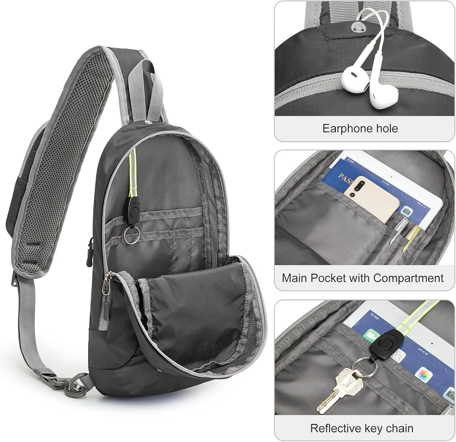 G4Free Sling Bag RFID Blocking Lightweight Crossbody Backpack Chest Shoulder Bag for Travel Sports Running
