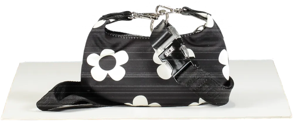GCDS Black and White Daisy Banana mini neck bag