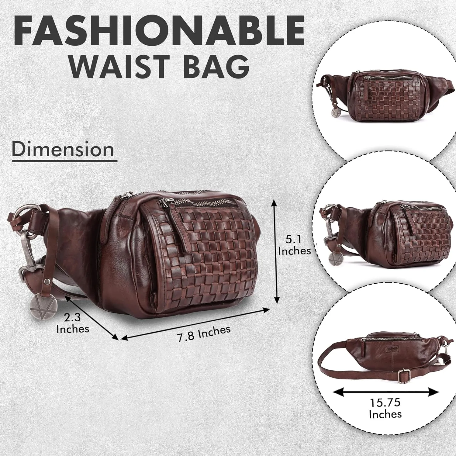 Genuine Leather Waist Bag Unisex, Waist Bag for Travel Trendy Casual Travelling Essentials Kept Bag Stylish, Durable, and Secure Travel Companion(VL-094-BROWN)