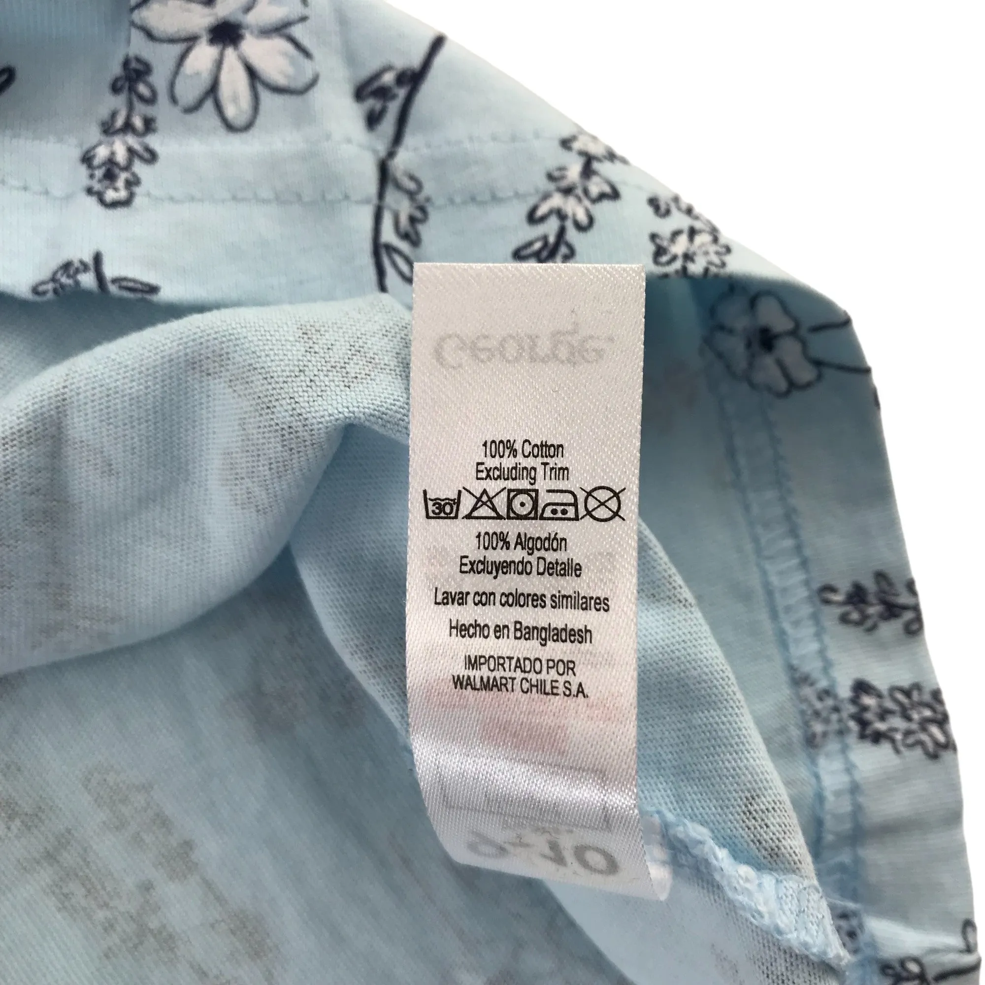 George t-shirt 9-10 years light blue floral short sleeve cotton